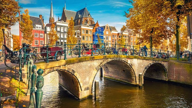 Bridge over Amsterdam Canal, Netherlands