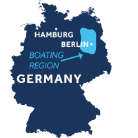 Map showing where the Mecklenburg & Bradenburg boating region is in Germany