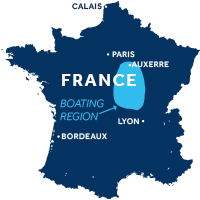 Map showing where the Nivernais & Loire boating region is in France